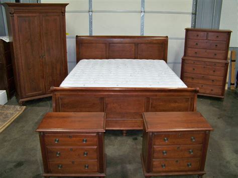 Lot Five Piece Mahogany Bedroom Set With King Sized Sleigh Bed