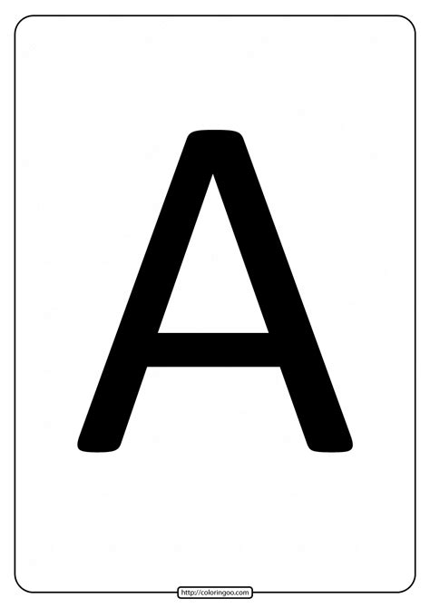 Printable A4 Size Uppercase Letters A Worksheet Big Timber Outline