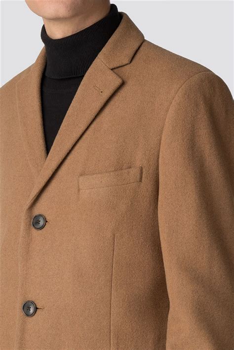 Ben Sherman Camel Brown Melton Tailored Overcoat Suit Direct