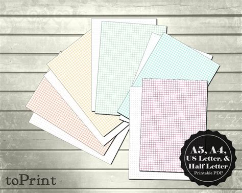 Colorful 5mm Plain Square Grid And Dot Grid Printable