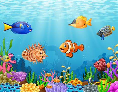Colors, details, and that fish is a cherry on the top. Cartoon fish under the sea | Premium Vector