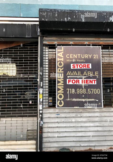Commercial Space For Rent Sign On Closed Storefront Queens New York
