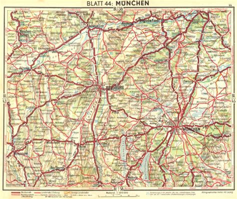 Germany Munchen 1936 Old Vintage Map Plan Chart