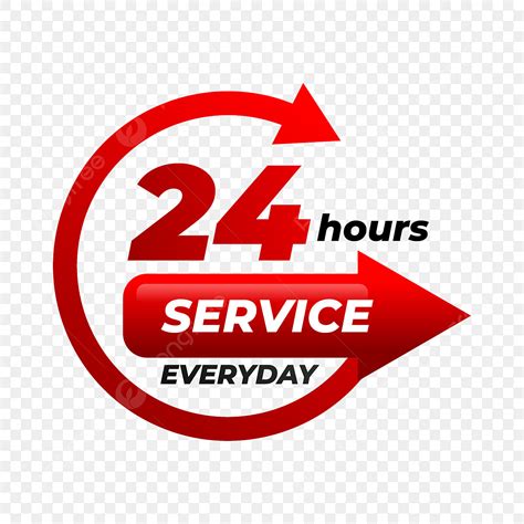 24 Hours Service Vector Png Images Red Glowing 24 Hour Service Label