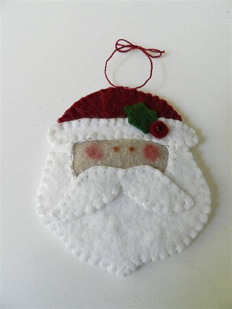 Reserved Handmade Christmas Wool Felt Ornament Santa Claus Etsy