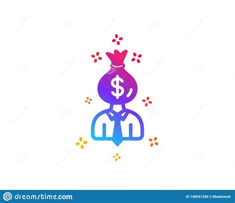 Businessman Earnings Icon Dollar Money Bag Vector Stock Vector
