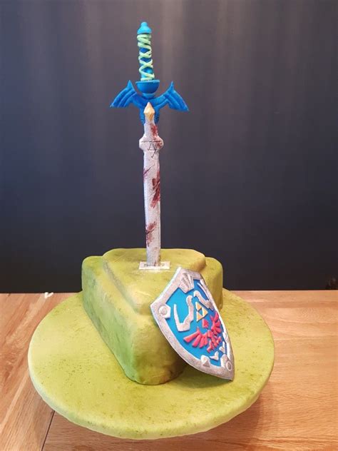 Zelda Breath Of The Wild Master Sword And Triforce Shield Birthday Cake