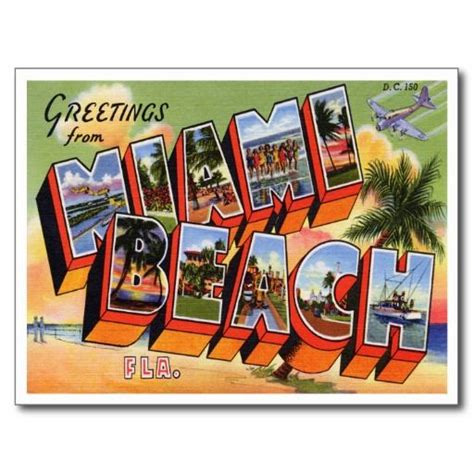 Vintage Miami Beach Postcard In 2021 Vintage Postcards