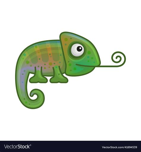 Cute Color Chameleon On White Background Cartoon Vector Image