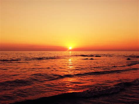 Sunset Beach Sun Water Sky Wallpapers Hd Desktop And