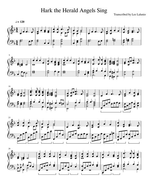 Hark The Herald Angels Sing Sheet Music For Piano Solo
