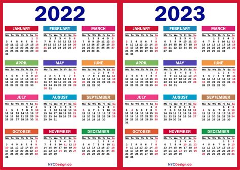 2022 2023 Two Year Calendar With Us Holidays Printable Free