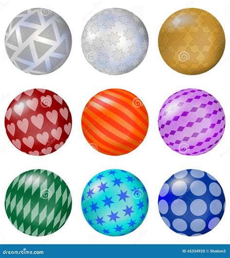 A Set Of Colorful Balls With Patterns Stock Vector Illustration Of