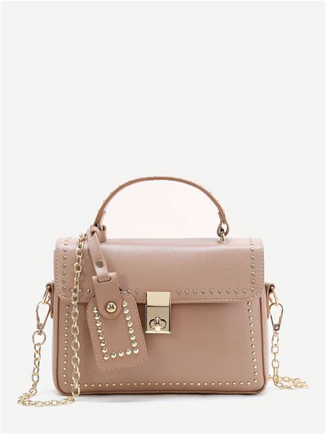 Studded Detail Shoulder Bag With Handle Bags Casual Bags Girls Bags