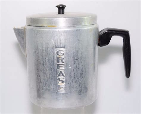 Aluminum Grease Canister W Spout Strainer Vintage 3 Piece Country