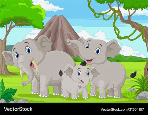 Elephant Herd Cartoon
