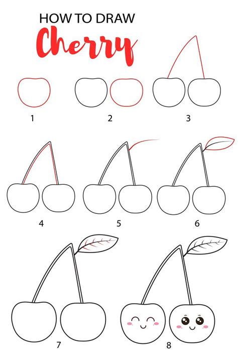 How To Draw Cute Cherries For Kids Easy Drawings Cherry Drawing