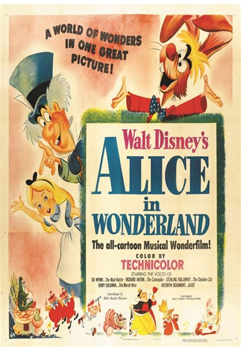 Alice In Wonderland 1951 Walt Disney Cartoon Movie Poster Reprint 18x12 Inches Approx Etsy