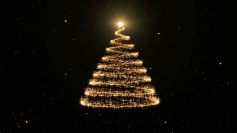 Christmas Tree With Falling Snow On Black Background Stock Footage