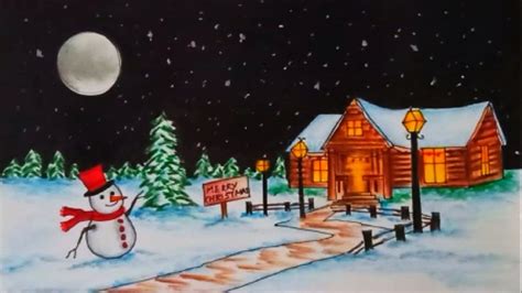 Christmas Drawings How To Draw A Christmas Scene Step By Step