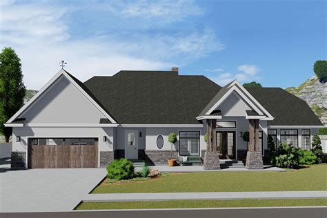 Beautiful One Level House Plan With Grand Finished Basement 61324ut