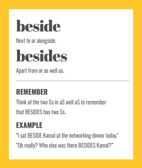 Beside Vs Besides Simple Tips To Help You Remember The Difference Sarah Townsend Editorial
