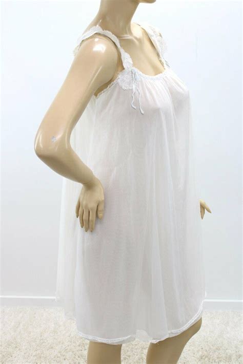 Vintage Glydons White Nightie Nightgown Double Nylon Gem