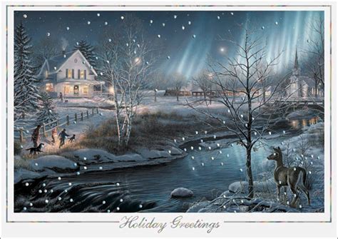 Northern Lights Holiday Card Winter Scenes From Cardsdirect