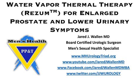 How To Water Vapor Thermal Therapy Rezum For Enlarged Prostate And Lower Urinary Tract