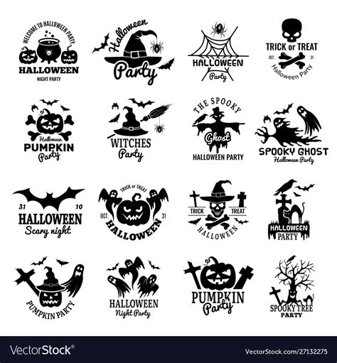 Halloween Symbols Scary Logo Collection Horror Vector Image