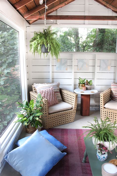 Shed Turned Boho Screened Porch