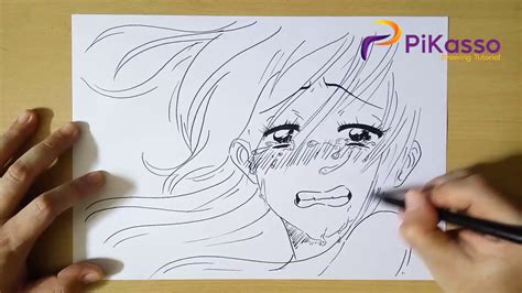 How To Draw A Girl Crying Step By Step Youtube