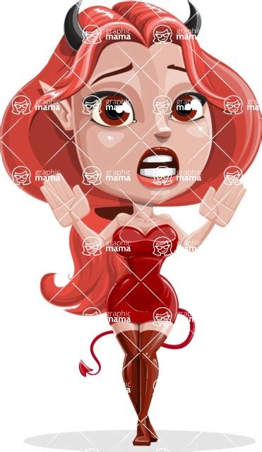 Cute Devil Girl Vector Cartoon Character 112 Poses Scared 1