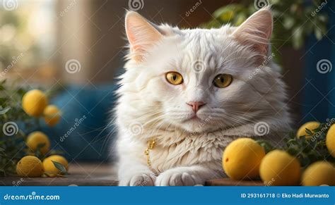 Whiskered Wonder: Adorable White Cat Stock Illustration - Illustration