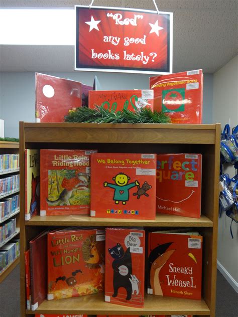 Red Any Good Books Lately I Book Display I Calvert Library Twin