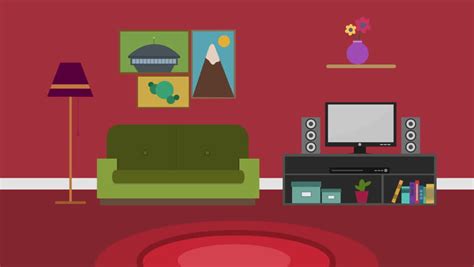 cartoon modern colorful living room stock footage video  royalty