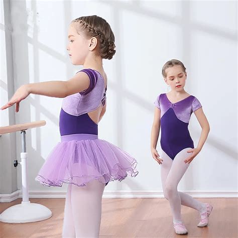 Professional Girls Ballet Leotard Girl Kid Short Sleeve Dance