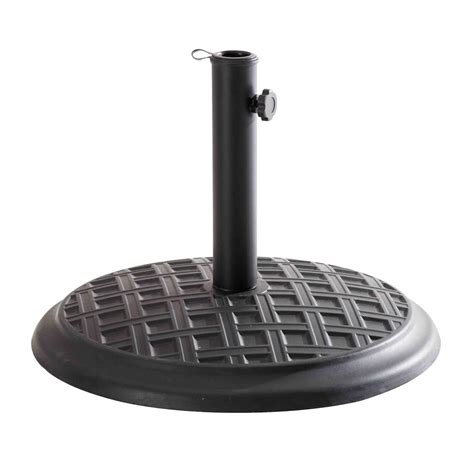 Take this umbrella stand for example: Sunjoy 33 lbs. Concrete Patio Umbrella Base in Black ...