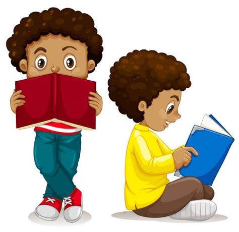 African American Boy Reading A Book Illustrations Royalty Free Vector