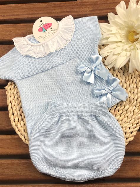 Conjunto Dos Moñas Celeste Hilo Mónica Y María Moda Infantil