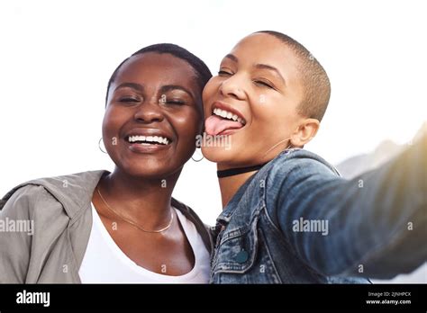 Two Young Smiling Woman Taking Selfie Hi Res Stock Photography And