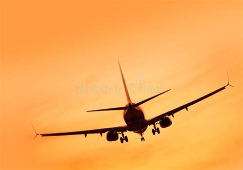 Aircraft Landing At Sunset Stock Image Image Of Airliner 51805319