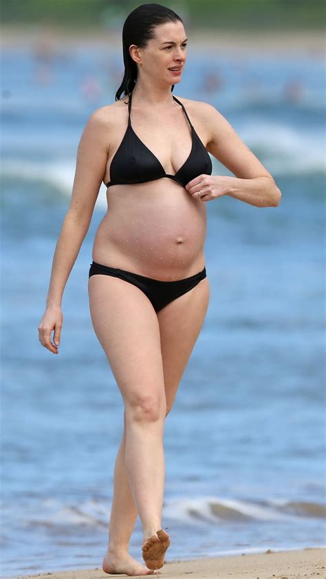 Pregnant ANNE HATHAWAY In Bikini At A Beach In Hawaii HawtCelebs