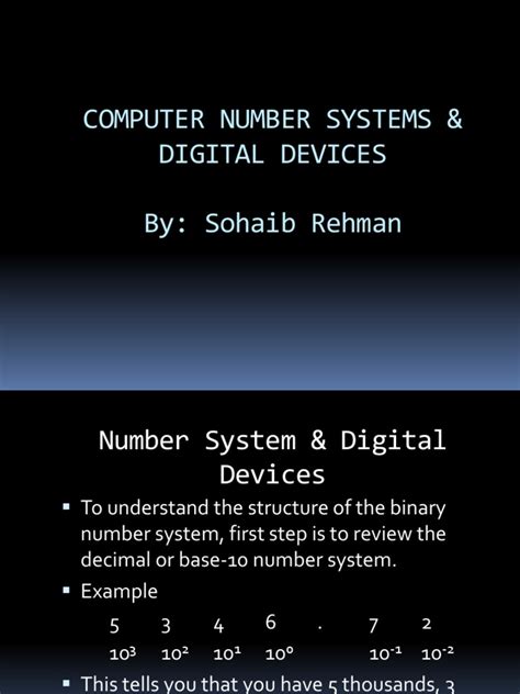 Computer Number Systems And Digital Devices By Sohaib Rehman Pdf