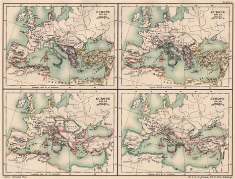 Dark Ages Europe In 565 600 650 And 720 Ad 6th 7th And 8th Centuries 1902 Map