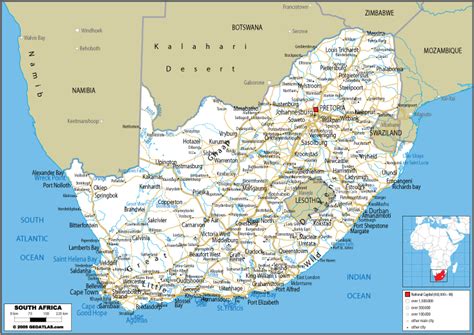 Large Road Map Of South Africa