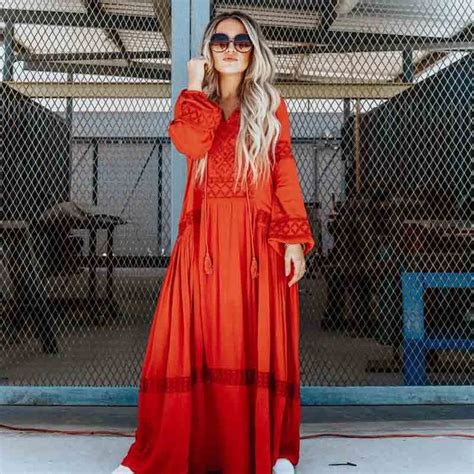 Reddish Long Maxi Dress Bohoasis In 2020 Boho Dresses Long Boho