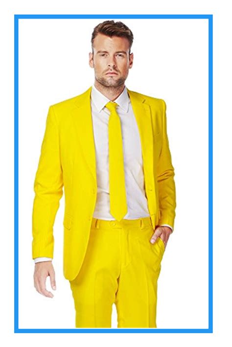 Opposuits Yellow Fellow Solid Yellow Suit For Men Coming With Pants, Jacket and Tie, Yellow ...