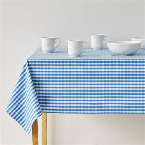 Gingham check cotton tablecloth | Gingham check, Cotton tablecloths, Blue gingham