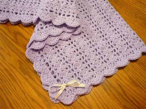 Crochet Baby Blanket Lacy Shell Stitch Crib Size Crochet